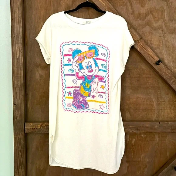 Vintage Mickey Mouse Terry Cloth Beach Cover Up Women's M Fun Disney Mom - Picture 1 of 12